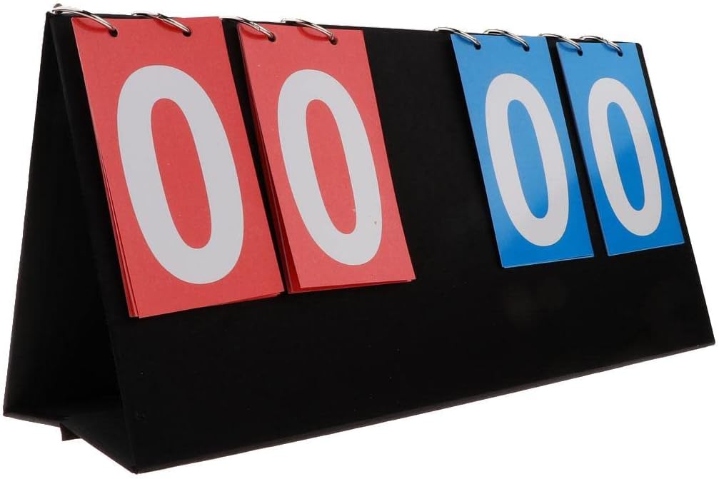 Portable Weight 4-Digital Scoreboard for Basketball Badminton Table Tennis | Small Table Top Scoreboard | High Visibility Numbers | | Great for Multiple Sports, Red+Blue