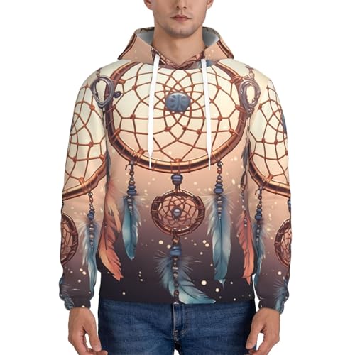 Men's Fleece Pullover Hoodie Long Sleeve Hooded Native American Dream Catcher Sweatshirt Casual Shirts With Pockets2