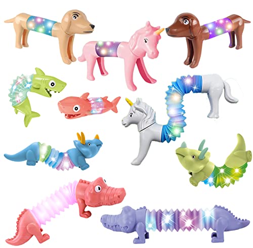 Boxgear 10-Pack Led Pop Tubes Mixed Animal Fidget Toys – Sensory Tubes For Toddlers – Cute Animal Sensory Fidget Toys For Girls And Boys – Stress-Relief Pop Sound Spring Toddler Sensory Toys #TOP8
