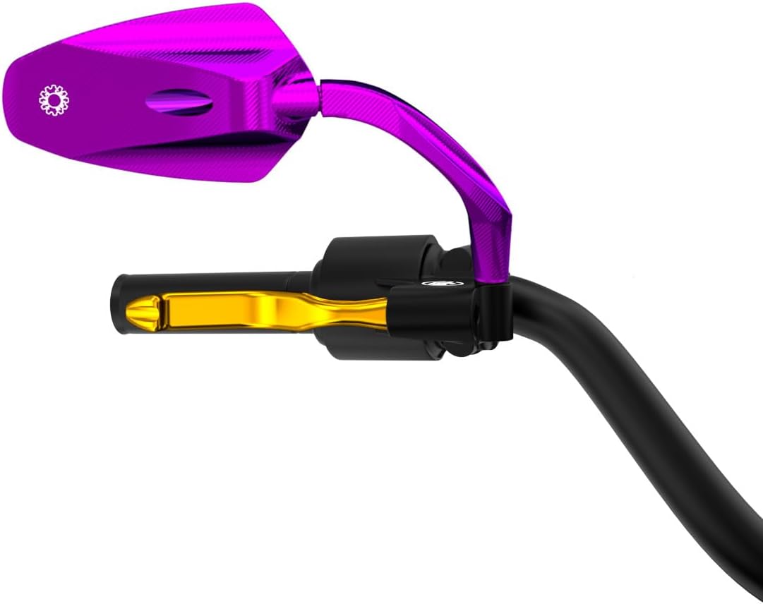 Purple 4.3” Handlebar Rear Side Mirrors, Compatible with Harley Davidson Sportster, Softail, Dyna, Touring Models, Purple Aluminum