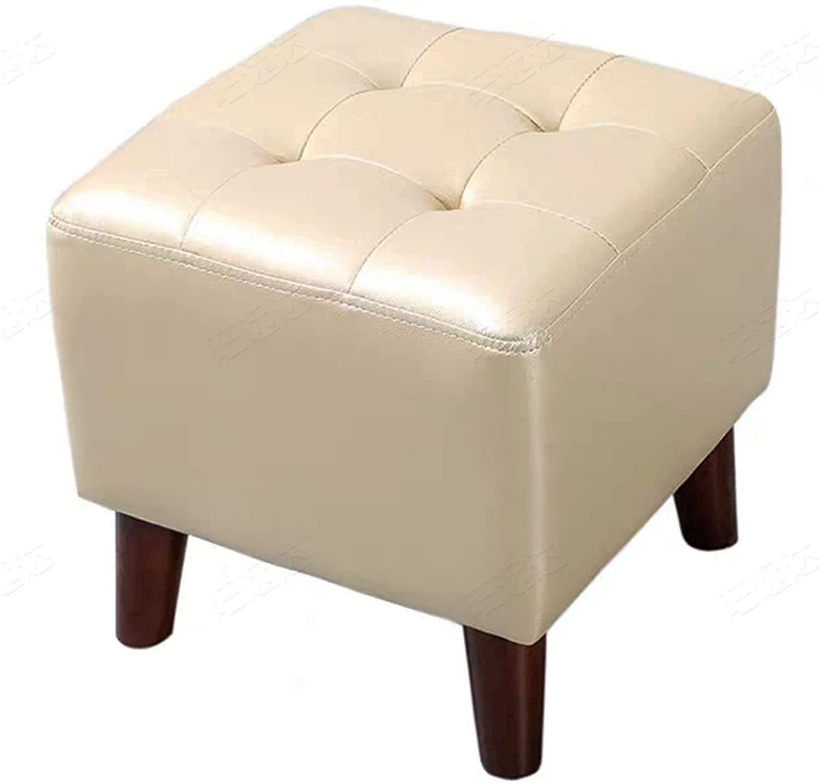 Petit Banc de Canapé pour Soulager les Jambes | Tabouret Bas Beige en Bois et Polyuréthane