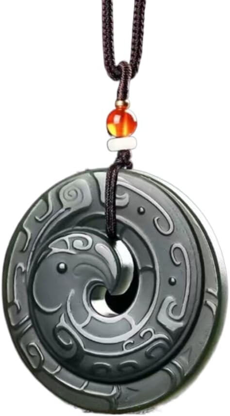 calfee Men Women Natural Hetian Green Jade Nephrite Carved Pendant Amulet Genuine Certified Grade A Long Large Boho Chain