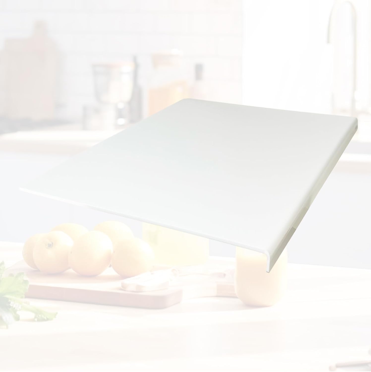 Acrylic Cutting Board with Counter Lip, White Cutting Boards for Kitchen, Non Slip Cutting Board for Countertop, Kitchen Gadgets, Minimalist Counter Decor, Aesthetic Kitchen Decor (White, 24"x18") 24"L x 18"W White