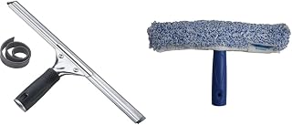 Unger Industrial LLC Arett Sales U42 961010C 12-Inch Stainless Steel Window Squeegee with Rubber Grip and Bonus Connect/Clean Locking System & Ettore, 50010 Window Scrubber, 1 Count