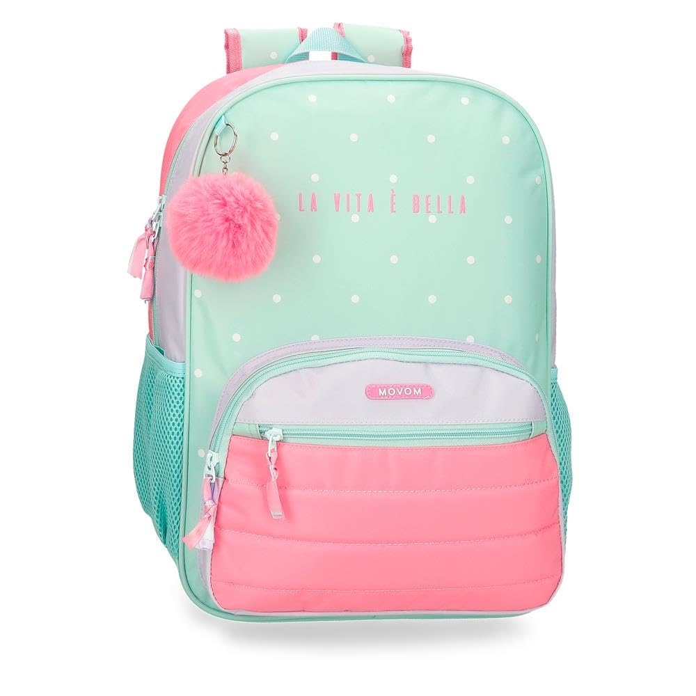 Movom La Vita è Bella School Backpack Green 31x42x13cm Polyester 16.93L, Green, School Backpack