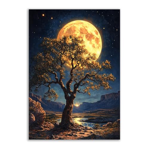 Toile chêne clair de lune jaune 70x100cm pour réveiller un mur triste