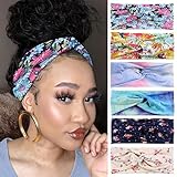 XTREND 6 Pcs Women's Headbands Twisted Cross Elastic Head Bands Yoga Workout Headband Non-Slip Sweat Soft Headbands Solid Color Simple Versatile Hair Accessory Hairbands