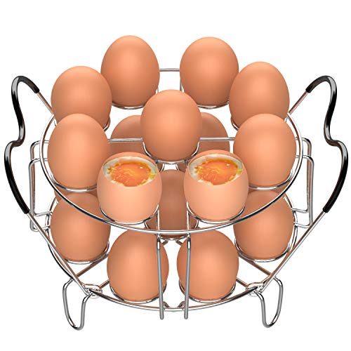 Egg Steamer Rack, Veckle 2 Pack Stackable Instant Pot Egg Rack with Heat