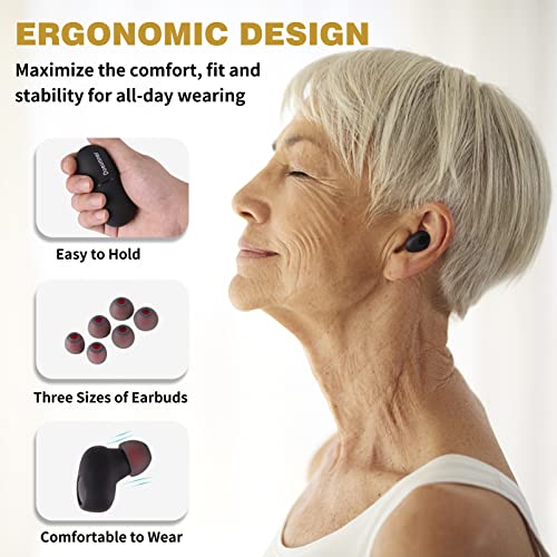 New Rechargeable Hearing Aids Hearing Amplifier With Noise Cancelling For Seniors Or Adults, Unique Digital With Single Button Simple Operate (Black) #TOP1