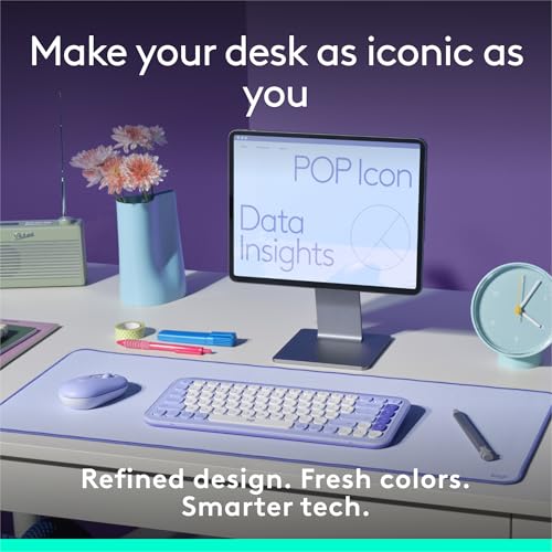 Logitech POP ICON Keys Wireless Bluetooth Keyboard, Comfortable Typing, Programmable Keys, Easy-Switch Between up to 3 Devices, for Laptop, Tablet, PC – Lilac and Off-White by Logitech - Image 2