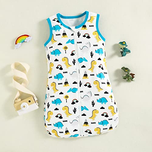 One Opening Unisex Baby Sleep Wear Sack Wearable Blanket Sleep Swaddle Baby Pjs Cartoon Sleep Wear Infant Sleeper Pajamas (Blue Dinosaur, 0-6 Months) #TOP1