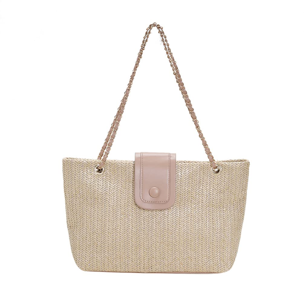 RongYueStraw Tote Bags Fashion Satchel Shoulder Handbag Summer Chain Purse Crossbody Beach Bags for Women 2023