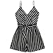 Produktbild Ansenesna Jumpsuit Damen Gestreift Sommer Kurz V Ausschnitt Elegant Playsuit Teenager Mädchen Kurz Träger Overall Romper (M, Schwarz)