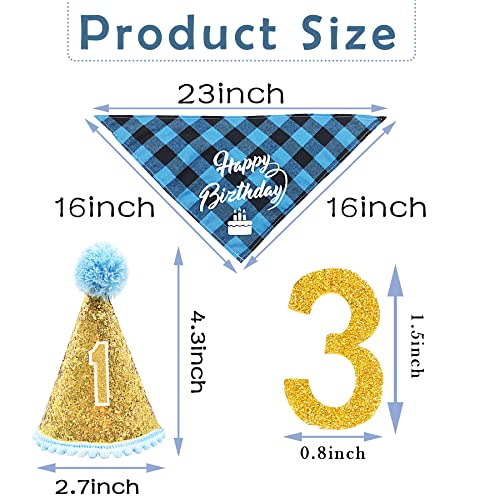 Pet Show Blue Cone Hat And Bandana Set Birthday Party Supplies For Boy Male Small Medium Large Dogs Cats Birthday Hat 0-9 Numbers #TOP3