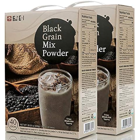 Damtuh Korean Black Mixed Grain Powder Meal Replacement Shake – Rich & Nutty Breakfast Drink, Black Grain Latte, Misugaru, 20g x 40 Sticks (Pack of 2) Cover