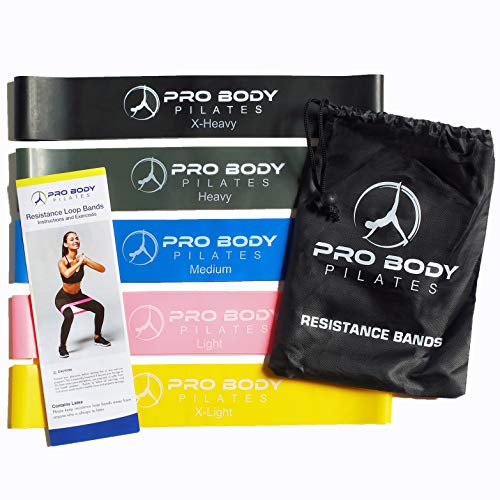 ProBody Pilates Loop Resistance Bands for Working Out, Set of 5 Exercise Bands Resistance, Workout Bands Resistance for Exercise, Small Physical Therapy Bands, 12