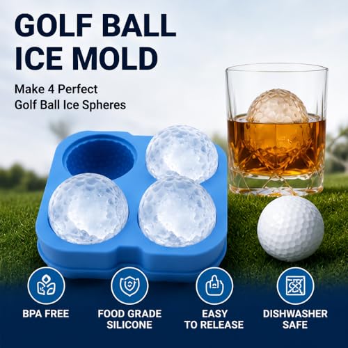 Molde de hielo golf esfera silicona 4 cavidades con tapa miniatura 2