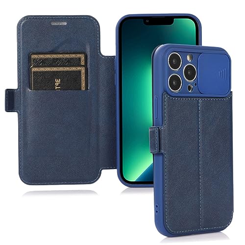 Étui en cuir iPhone 11 Pro Bleu avec porte-carte et protection caméra