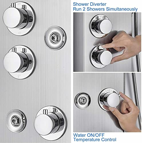 Shower panel tower system LED rainfall waterfall bathtub jet massage body miniatura 6