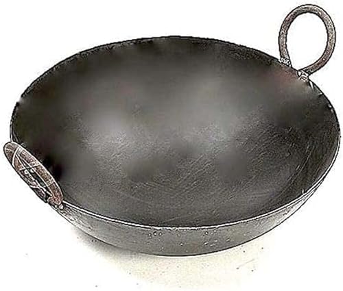 Miniatura 2 de AnNafi Kadhai Loha Kadai de hierro puro indio de 9.50 a 10 pulgadas, sartén profunda hecha a mano, negro Kadhahi para cocinar utensilios de cocina
