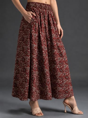 Image of Nexsus Apparels Women Flared Viscose Rayon Trousers | Flared Printed Palazzo |Elasticated Waist Loose-fit & Regular, Casual Wear (Free Size 26 to 42 Waist) Pant| Available in Plus Size's