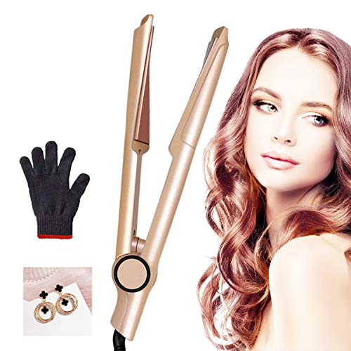 Hair Straightener & Curler 2 in 1,Auto Rotating Ceramic Twisted Curling Straightening Flat Iron, Hair Curler for Travel, Fast Heating Hair Styling Tools with Adjustable Temperature in 4 Gears