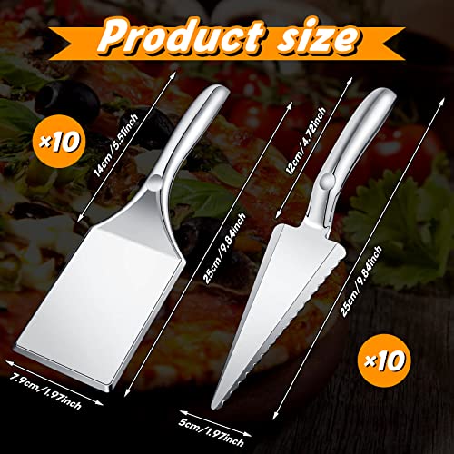 20 Pieces Plastic Pie Server Square And Triangle Cake Server 10 Inch Disposable Pie Cutter Slicer Silver Heavy Duty Cake Knife And Server Set For Cutting Pizza Dessert Kitchen Wedding Utensil #TOP1