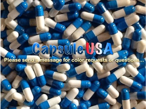 Empty Gelatin Capsules Size 1, 1000 Count, Aqua/White