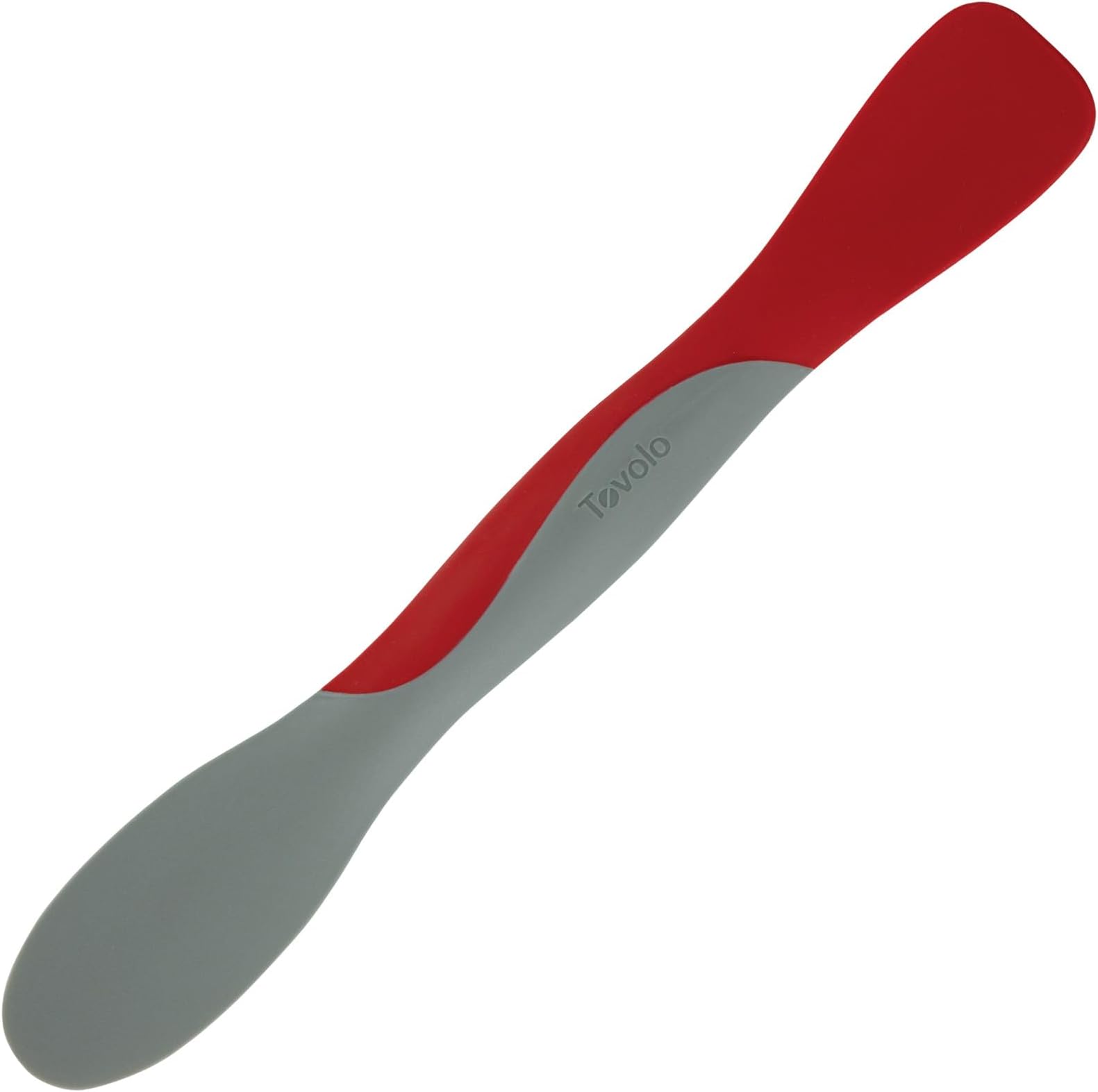 Tovolo Mini Scoop and Spread Tool for Kitchen Meal Prep Small Sandwich Spreader Spatula for Peanut Butter Jelly, Silicone BPA Free Dishwasher Safe Scooper Spreader, Cayenne Red and Oyster Gray