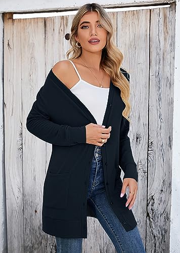Image of Heymoments Lightweight Open Front Cardigan Sweater for Women Long Sleeve Causal Bolero Button Down Soft Outwear Tops