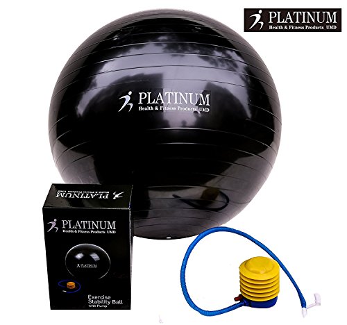 Platinum Health 2000lbs Static Strength Exercise Yoga Fitness Stability Ball with Foot Pump