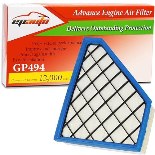 EPAuto GP494 (CA11494) Engine Air Filter Replacement for Cadillac ATS (2013-2019), CTS (2014-2019), Chevrolet Camaro L4/V6 (2016-2024) - Fits Ecotec Engine