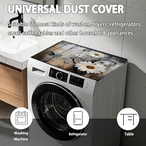 Image of Washer and Dryer Covers for the Top, Non-slip Dryer Top Protector Mat, Dust-proof Washing Machine Cover, 23.6 inch x 19.7 inch (Wood grain, 23.6 inch x 19.7 inch)