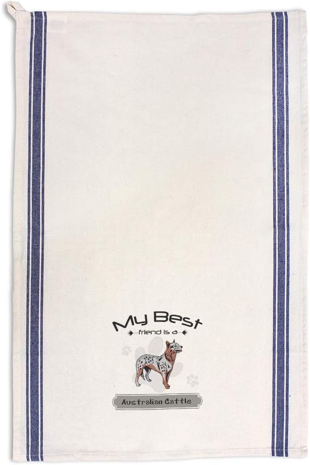 Custom Decor Kitchen Towels My Best Friend is Australian Cattle Dog Pets Dogs Cleaning Supplies Dish Towels Blue Stripe Design Only