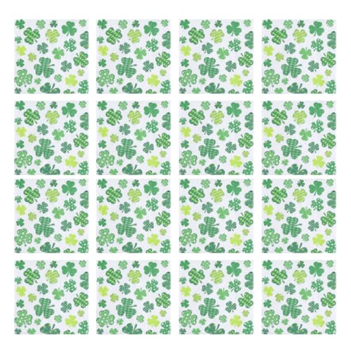 HEANUJJ Servilletas de Mesa Irlandesas para Cóctel Diseño de Trébol Verde, Papel Resistente y Agradable, 20 Unidades para Fiestas y Cenas Elegantes