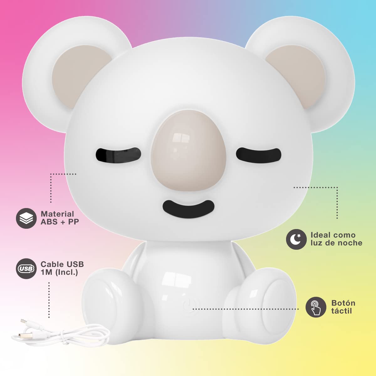 gsc evolution Luce notturna per bambini Koala LED 2,5W RGB + batteria ricaricabile per luce diurna Bianca