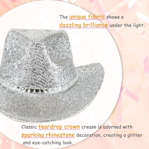 Image of Women Cowboy Hat Western Style Glitter Party Costume Hat