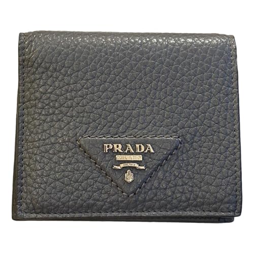 Prada Womens Marmo Marble Grey Vitello Daino Leather Silver Triangle Logo Small Bifold Wallet 2MO004