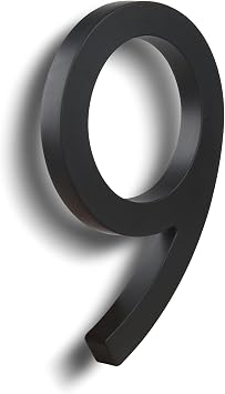 HASWARE 6 Inch Stylish ABS House Numbers - Black Sleek Design - Durable and Easy to Install Black, 9