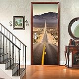  SMHCHA Etiqueta De La Puerta 3D Murales DIY Vinilo Paisaje de la Carretera de Asfalto (77x200cm) Papel Tapiz Carteles Pegatinas de Pared para Dormitorio, Cuarto de niños, Arte Moderno Decoraciones