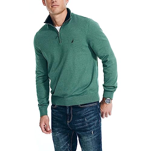 Nautica Men's Navtech Quarter-Zip Sweater, Arctic Fern Heather