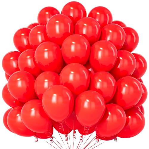 Teselife 100 Ballons Rouges de Fête en Fini Mat 12 Pouces, pour Anniversaire, Mariage, Saint-Valentin, Noël, Décoration Fêtes et Événements Festifs