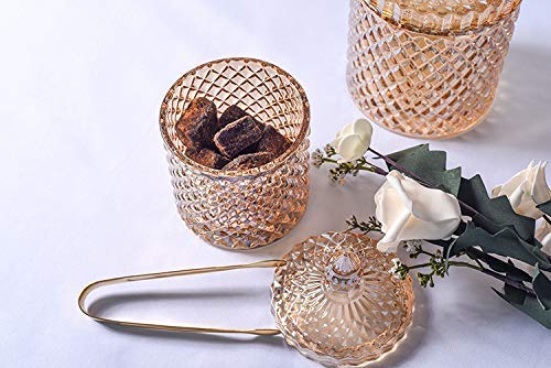 Rainie Love Home Basic Food Storage Organization Set-Crystal Diamond Faceted Jar With Crystal Lid,Suitable As A Candy Dish,Cookie Tin,Biscuit Barrel,Decorative Candy Jar (Amber, 12 Oz) #TOP5