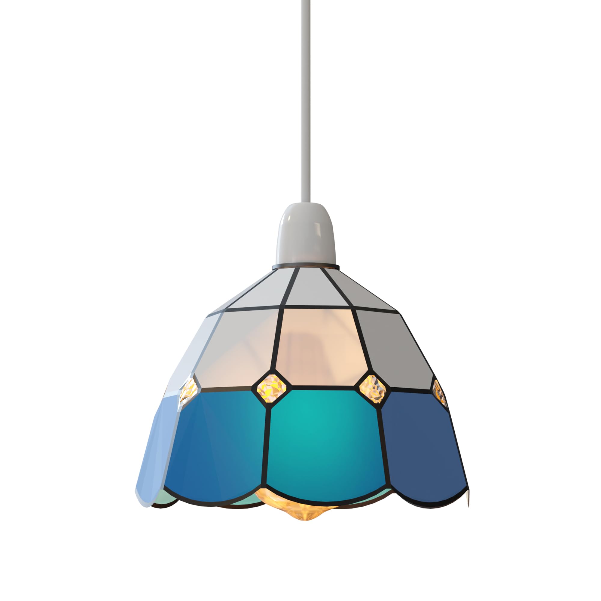 DC VOLTAGE Tiffany Light Shade Replacement 16cm Blue Colored Stained Glass Lamp Shade Replacement Home Decor Lampshades Accessories Fit for Pendant Light Ceiling Lights Wall lamp