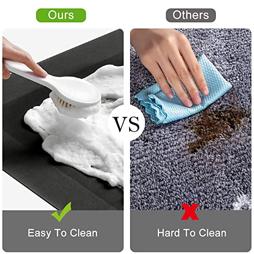 Kmson 2 Piece Bath Mat Set Bathroom Rugs, Napa Skin Non Slip Ultra Soft And Super Absorbent Diatomite Bath Carpet, Dirt Barrier Quick Dry Floor Door Mat Kitchen Rug Black #TOP3