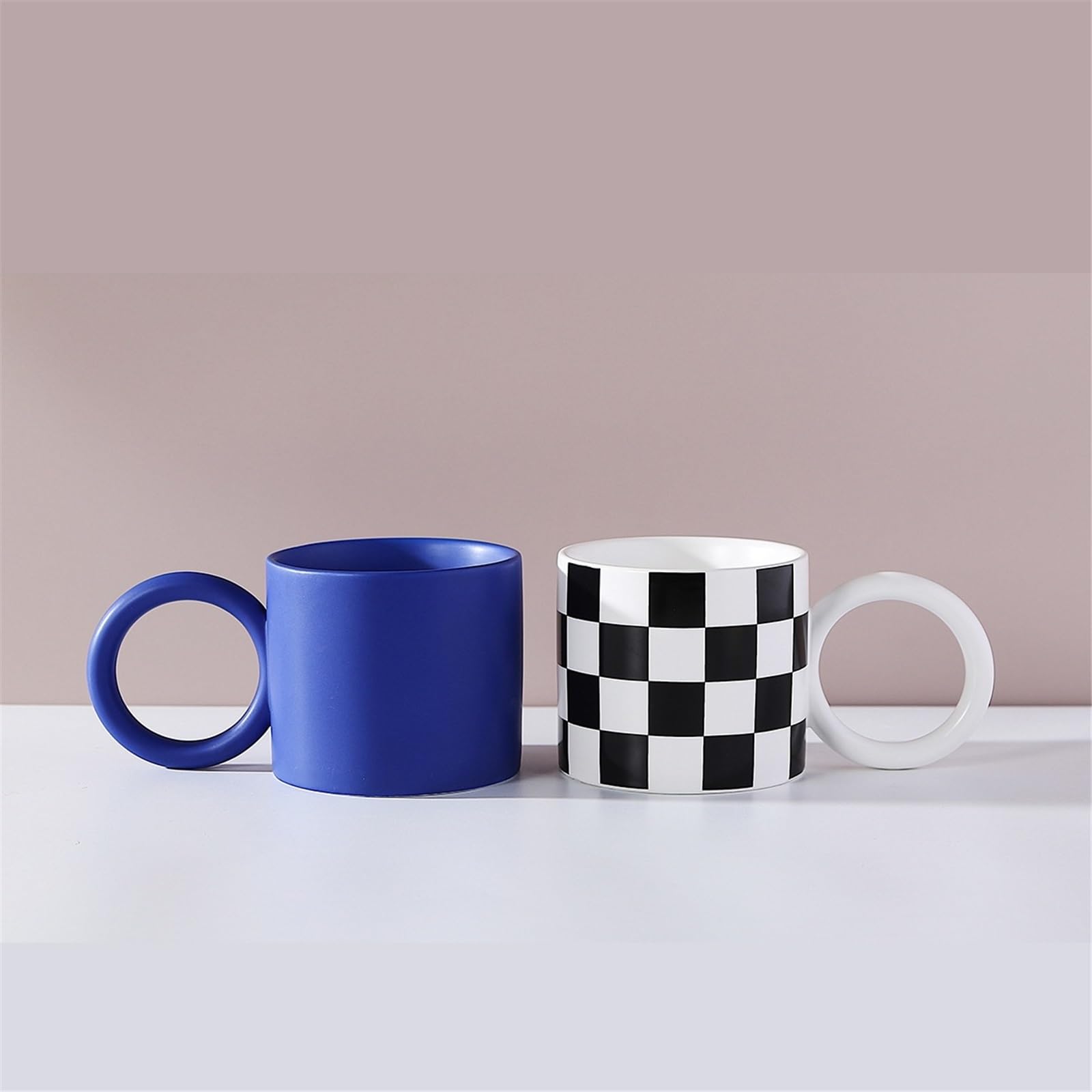 Taza de té Taza de café cerámica color sólido con asa, taza desayuno leche avena, 350 ml