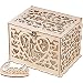 GLM Wedding Card Box with Lock, DIY Money Box Holder, Holds up to 300 Cards, Card Sign, Hollow Wooden Gift Card Box for Wedding Reception Anniversary Shower Rustic Wedding Decorations Birthday