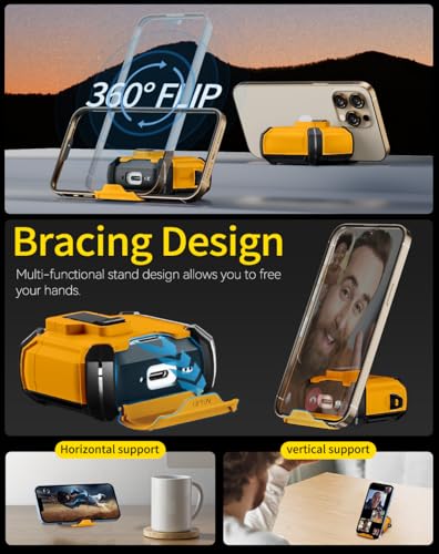 Image of Pohgelan Compatible with AirPods 4 Case (Yellow) | Magnetic Automatic Lock with Phone Stand & Cleaning Kit,Compatible with Magsafe