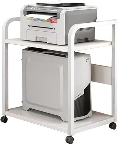 ローリングワゴン 収納ラック プリンター台 オフィス 家庭用 キャスター付き 多層 棚 本棚 モバイルデスク 省スペース (【2段】55*40*65cm,C)