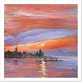 Impression d'art - Sunset in Evian - sur papier d'art aquarelle texturé 300g/m²